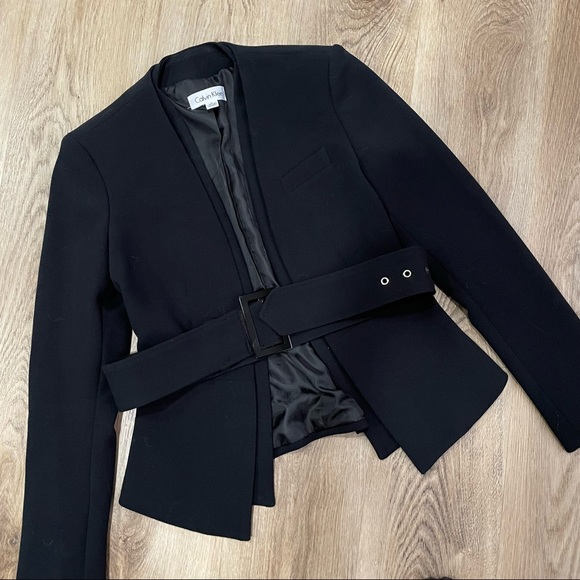 CALVIN KLEIN | black blazer with removable belt - Picture 2 of 6